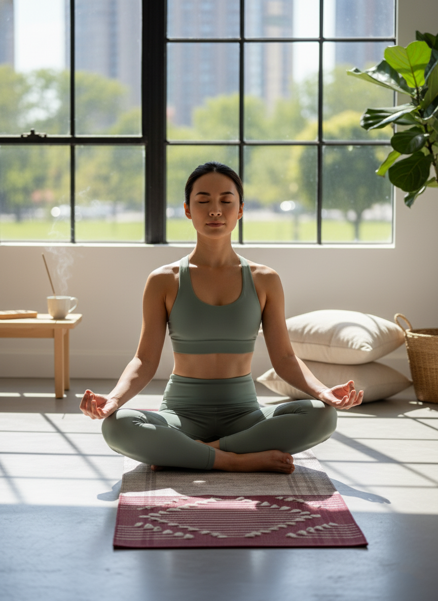 Maroon Geometric Yoga Mat