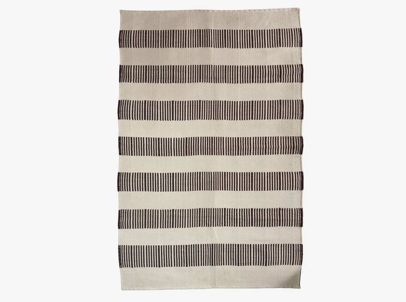 Hand Woven Rugs - Black, white & brown Laining - Ansari