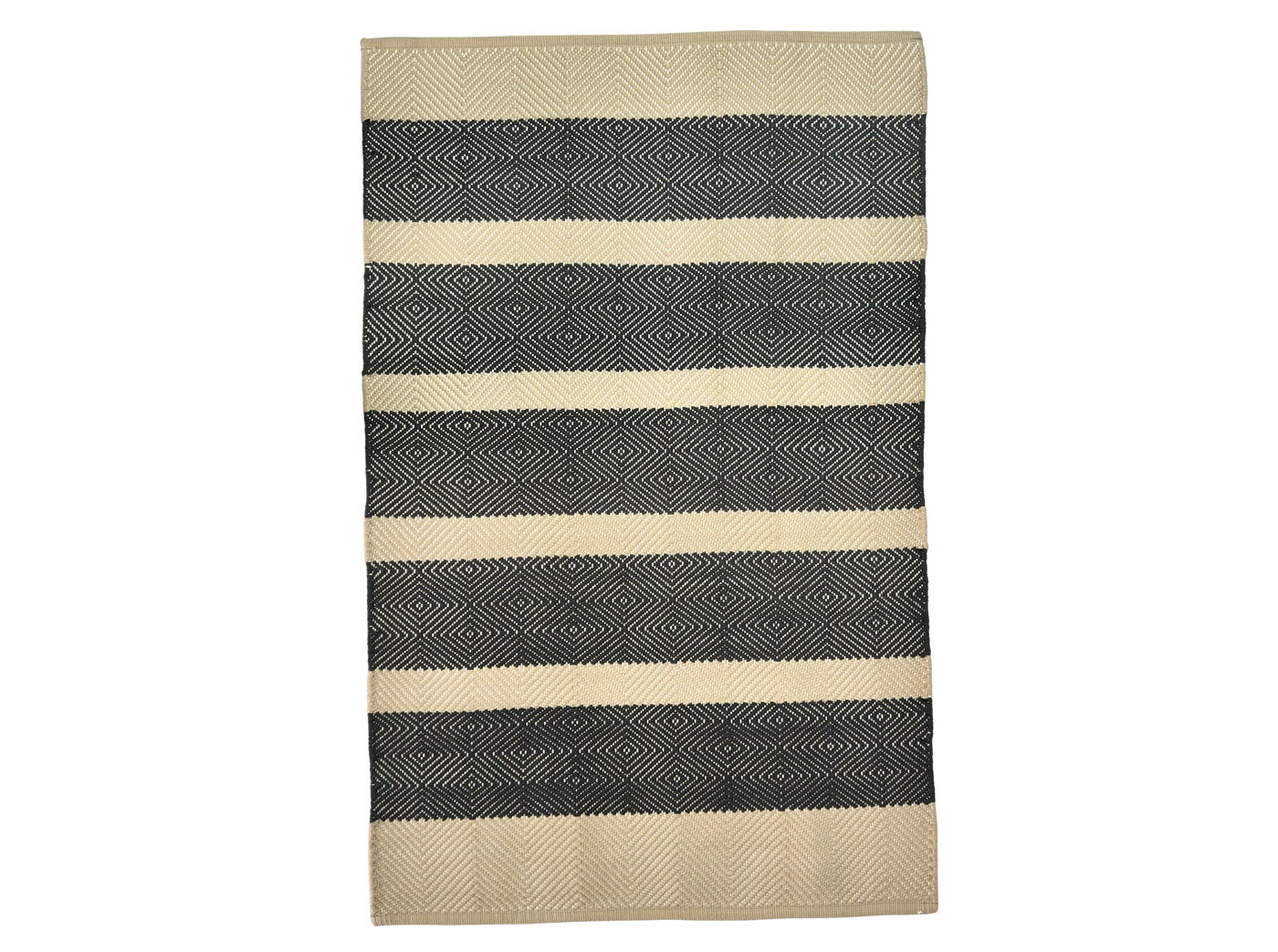 Hand Woven Rugs - Black & Natural big stripes - Ansari
