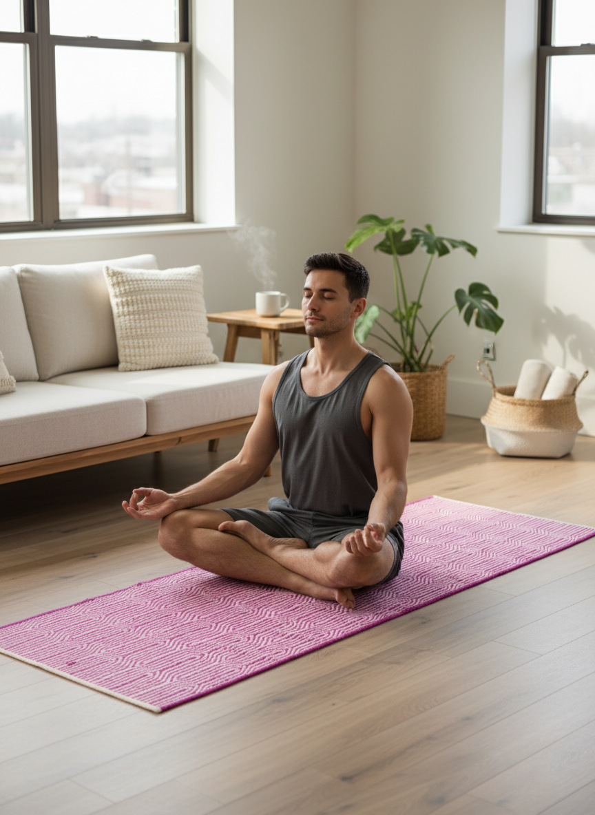 Pink Geometric Yoga Mat