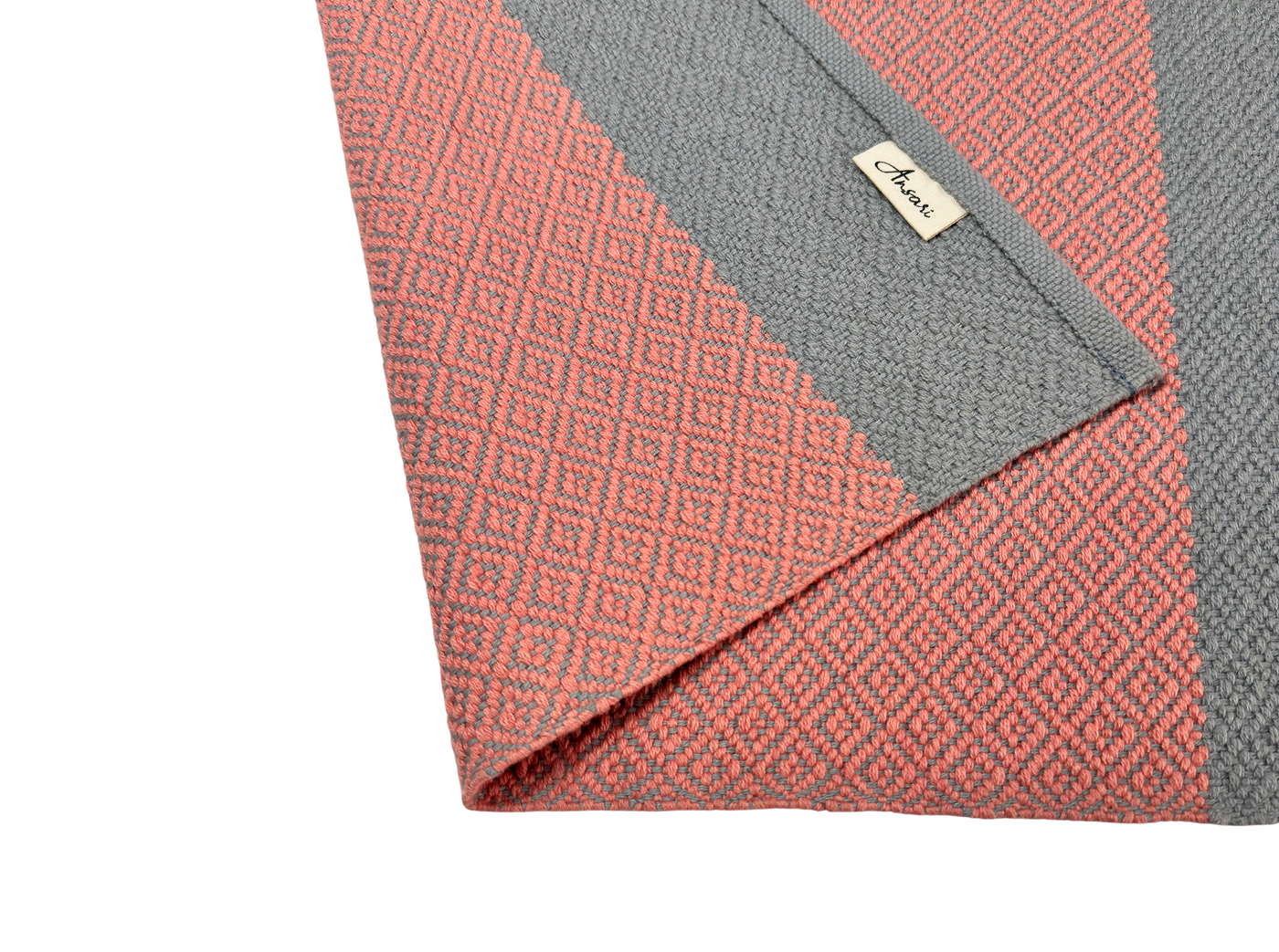 Hand Woven Rugs - Gray & Pink Diamond Pattern - Ansari