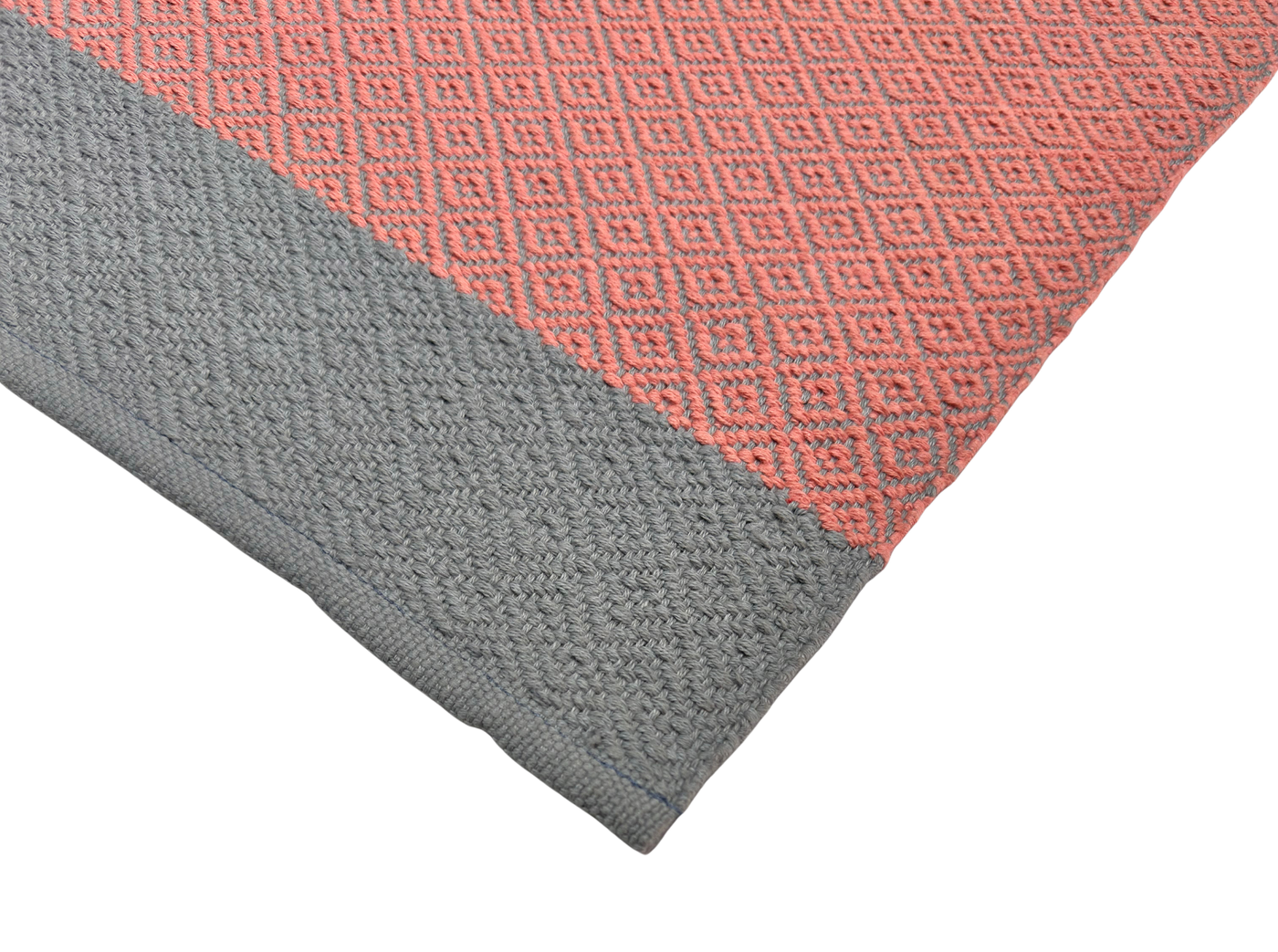 Hand Woven Rugs - Gray & Pink Diamond Pattern - Ansari