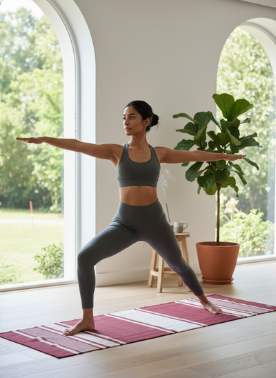 Maroon Plaid Yoga Mat