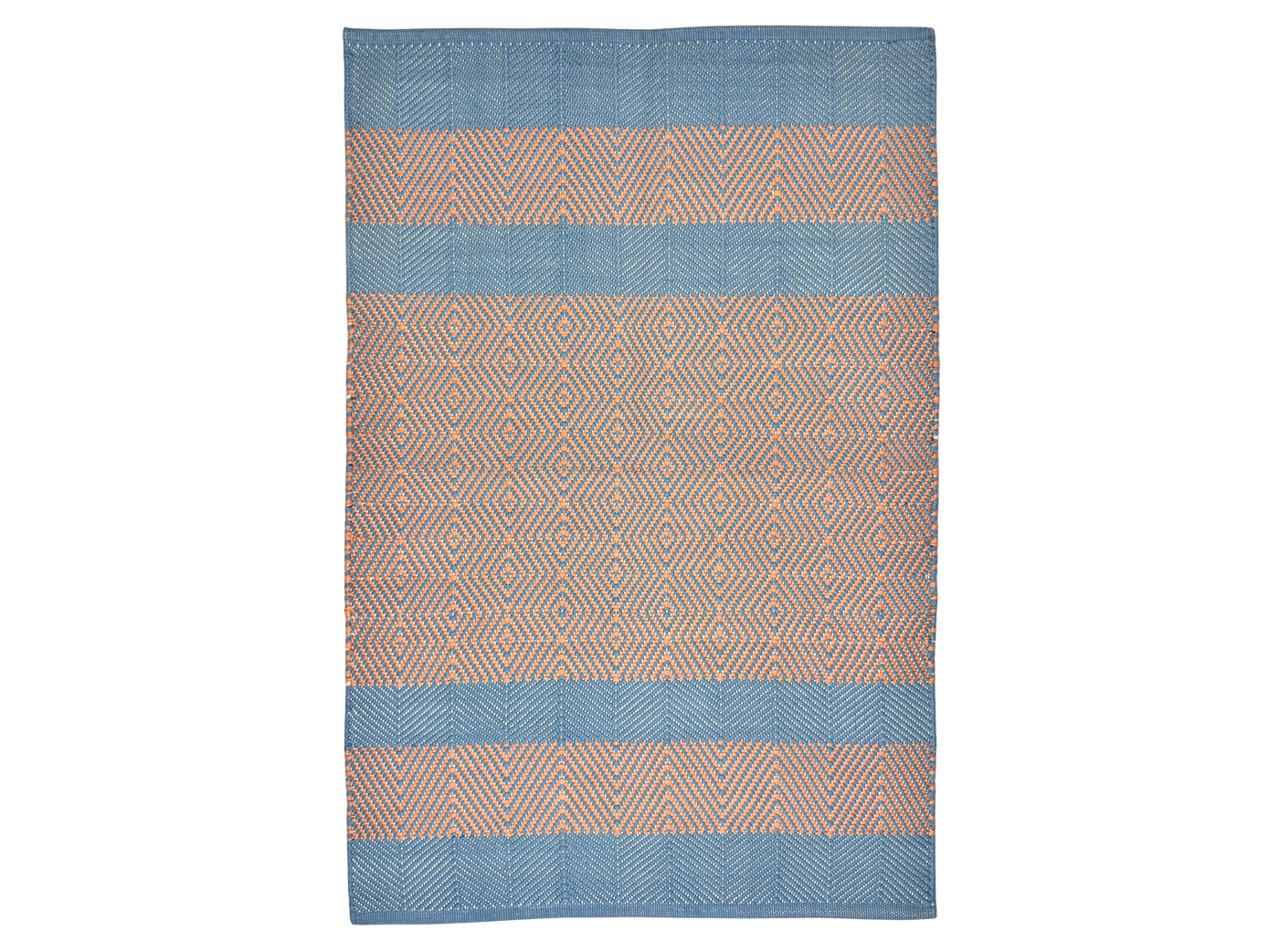Hand Woven Rugs - Pink & light Navy blue - Ansari