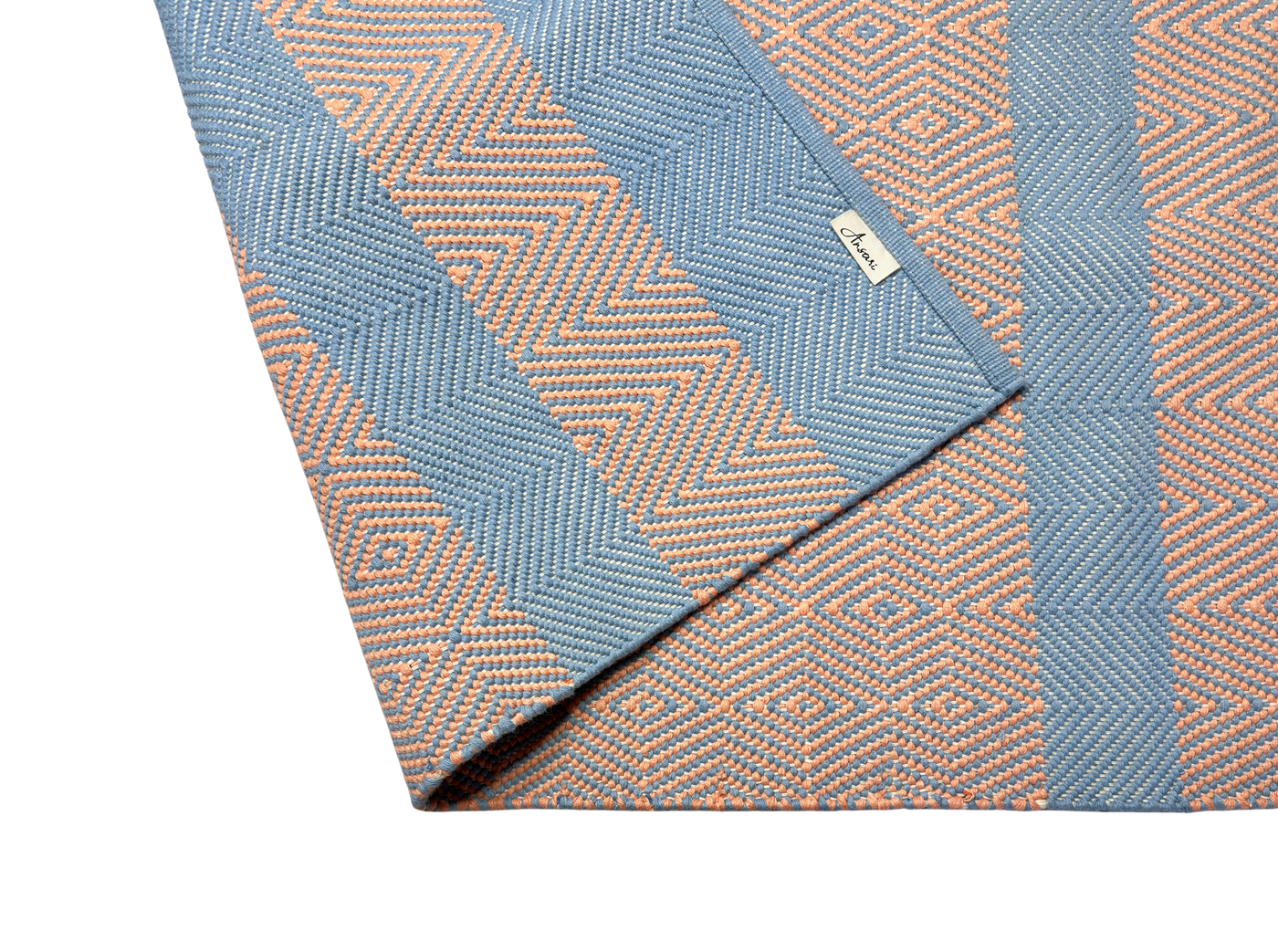 Hand Woven Rugs - Pink & light Navy blue - Ansari