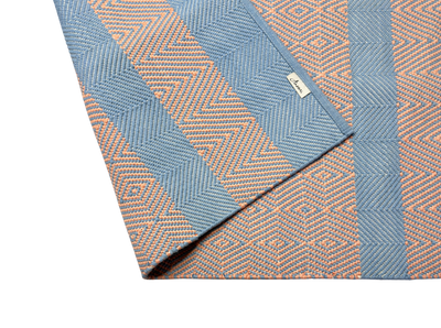 Hand Woven Rugs - Pink & light Navy blue - Ansari