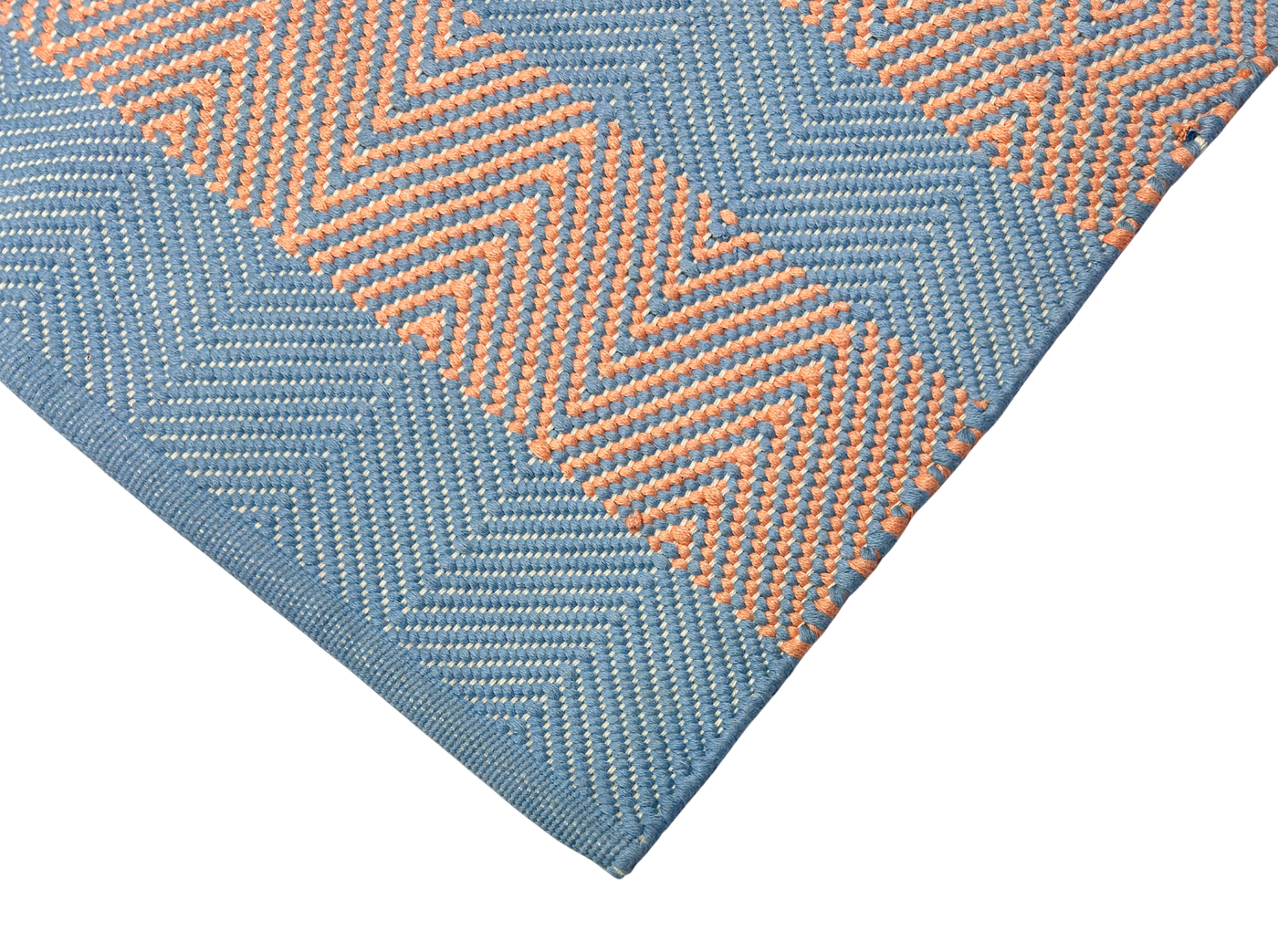 Hand Woven Rugs - Pink & light Navy blue - Ansari