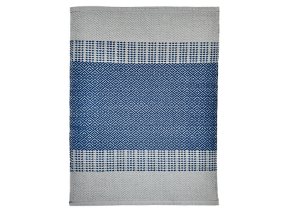 Hand Woven Rugs - Natural &  Blue pattren - Ansari