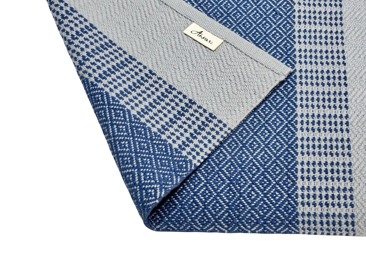 Hand Woven Rugs - Natural &  Blue pattren - Ansari