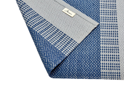Hand Woven Rugs - Natural &  Blue pattren - Ansari