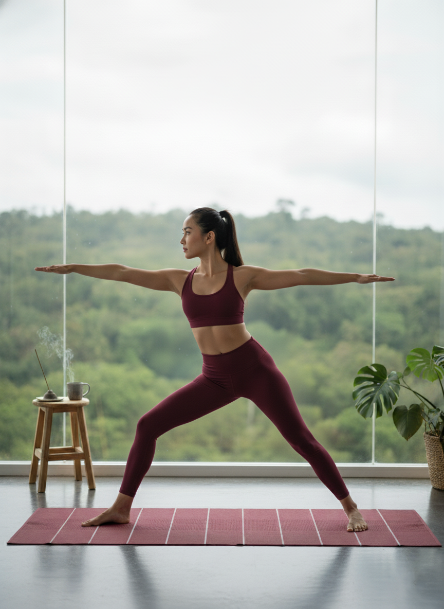 Maroon Line Yoga Mat