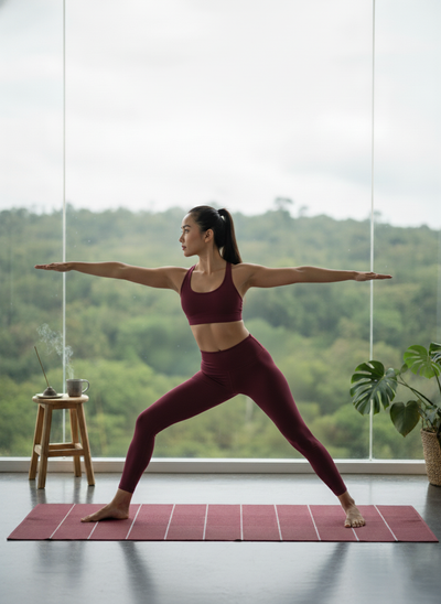 Maroon Line Yoga Mat