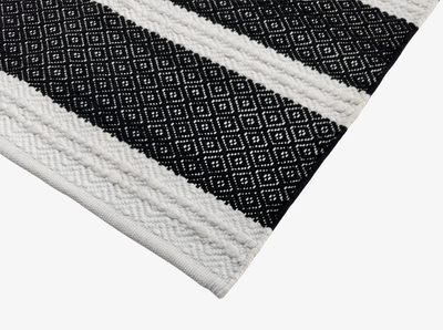 Hand Woven Rugs - Black & Natural big stripes - Ansari