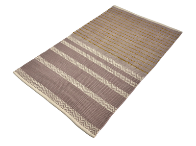 Hand Woven Rugs - Beige & Natural Brawn lining rug - Ansari