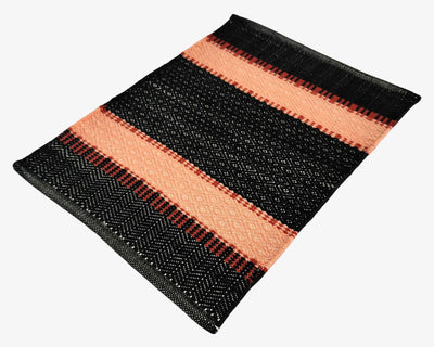 Hand Woven Orange and Black Rug - Stylish Home Decor