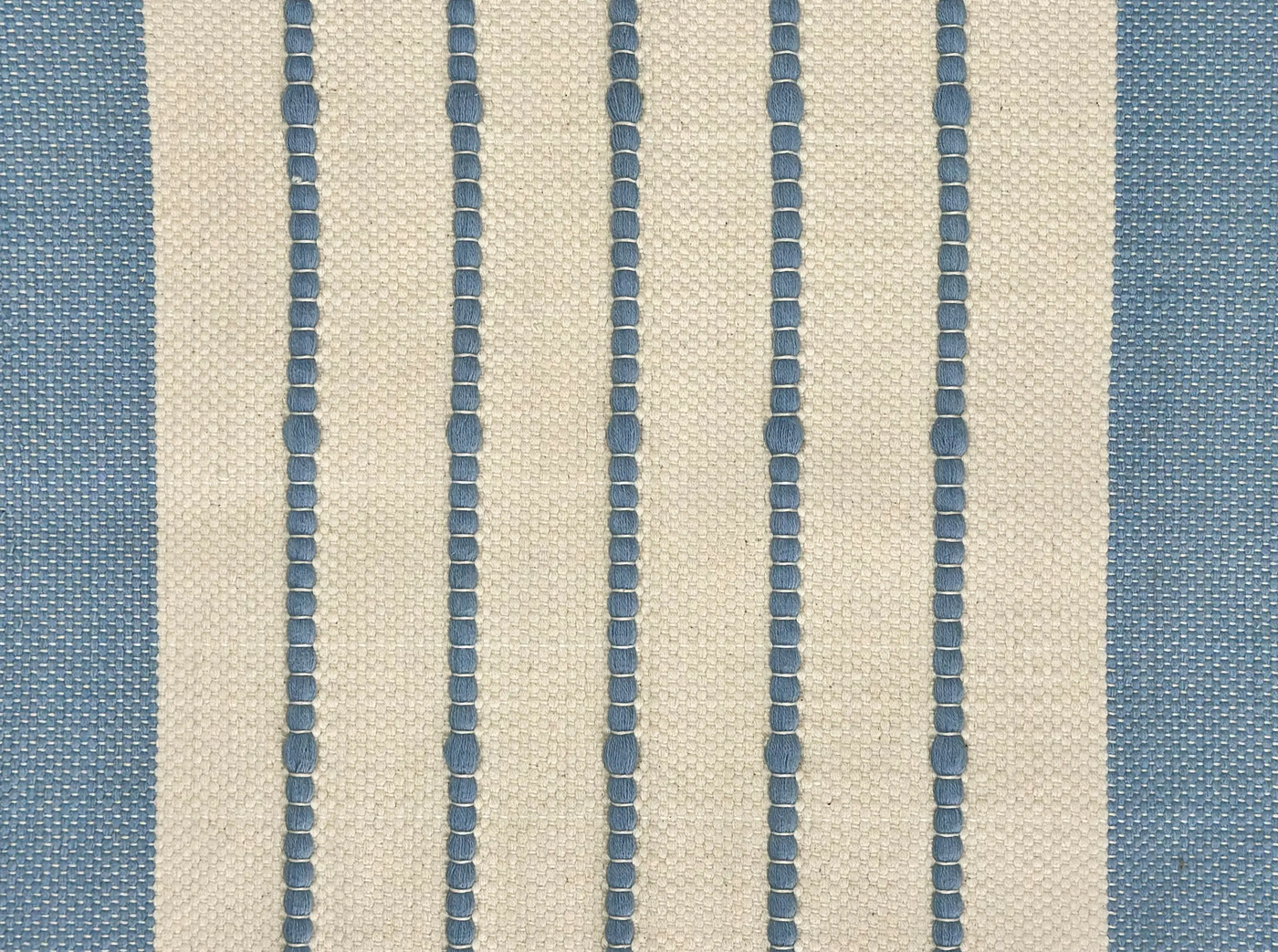 Hand Woven Rugs - white & light Navy blue with tussels - Ansari