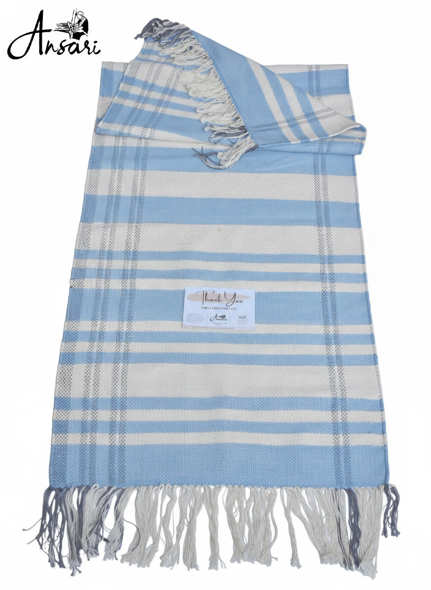 Blue Stripe Fringe Yoga Mat