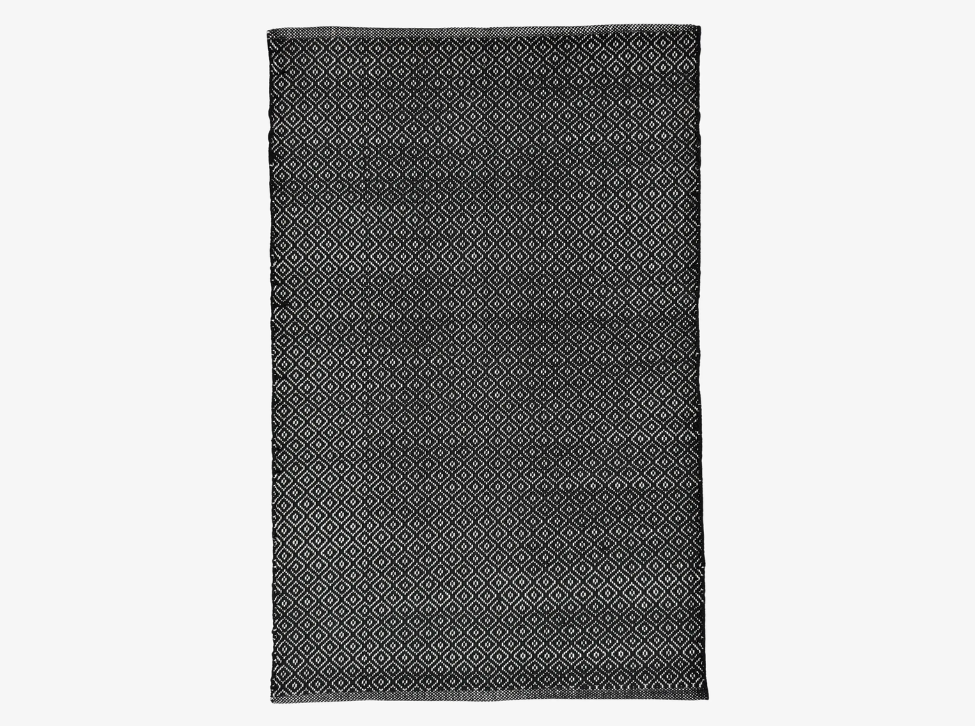 Hand Woven Rugs - Black & Natural  Diamond Pattern - Ansari