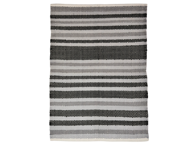 Hand Woven Rugs - Stylish Black, Gray & Natural Stripes for Elegant Spaces - Ansari