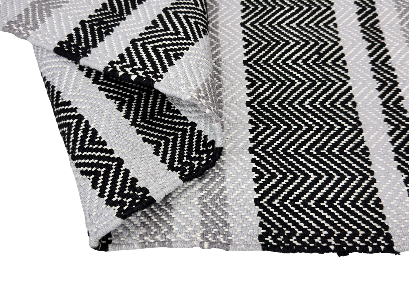 Hand Woven Rugs - Stylish Black, Gray & Natural Stripes for Elegant Spaces - Ansari