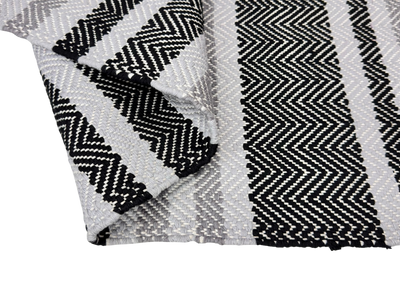 Hand Woven Rugs - Stylish Black, Gray & Natural Stripes for Elegant Spaces - Ansari