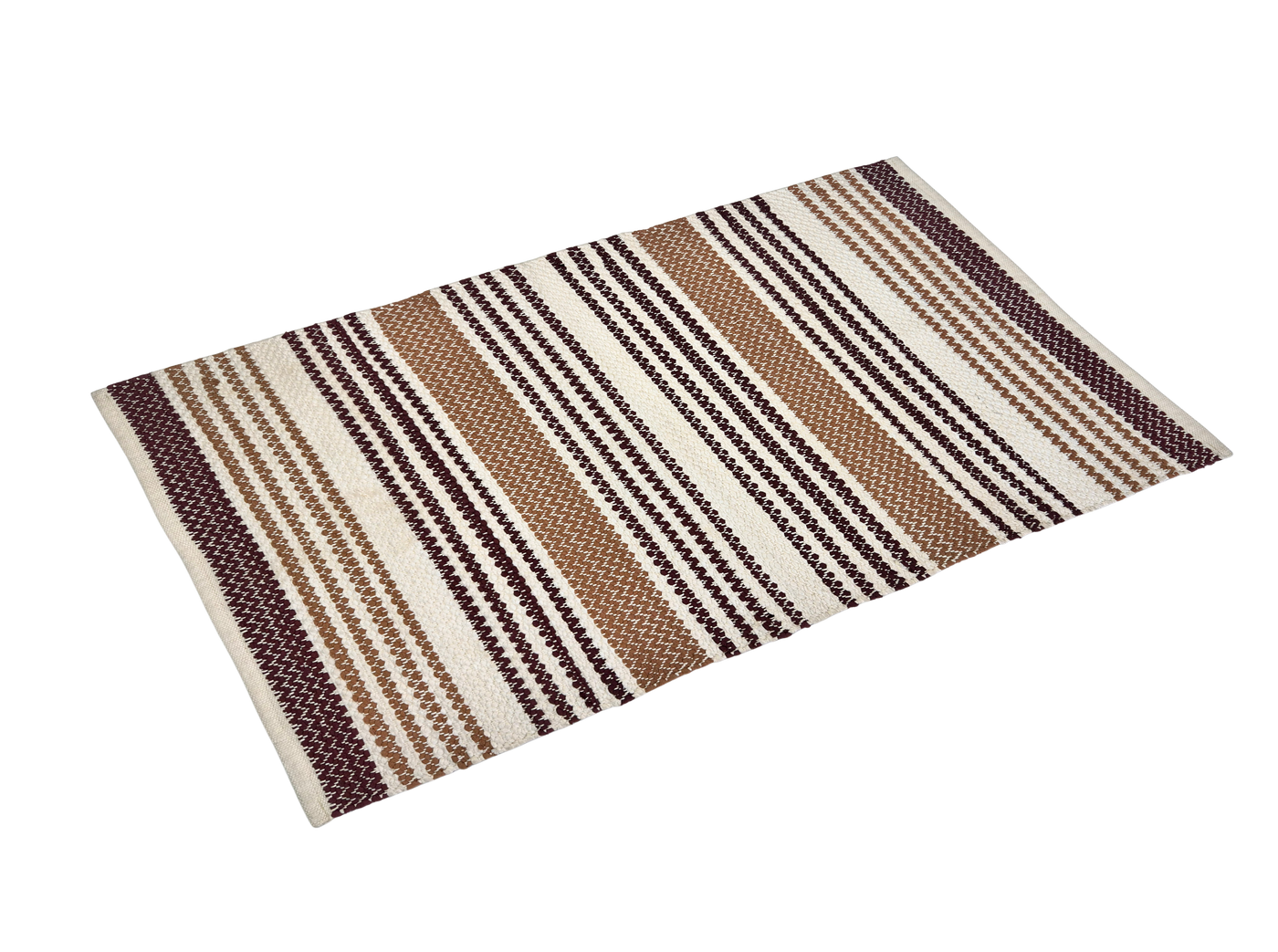 Hand Woven Rugs - Brown & Natural Stripes - Ansari