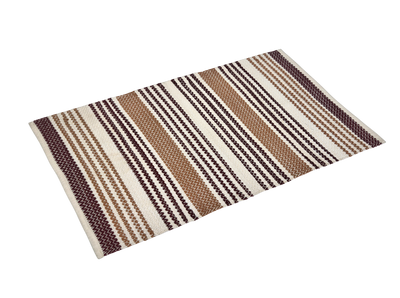 Hand Woven Rugs - Brown & Natural Stripes - Ansari