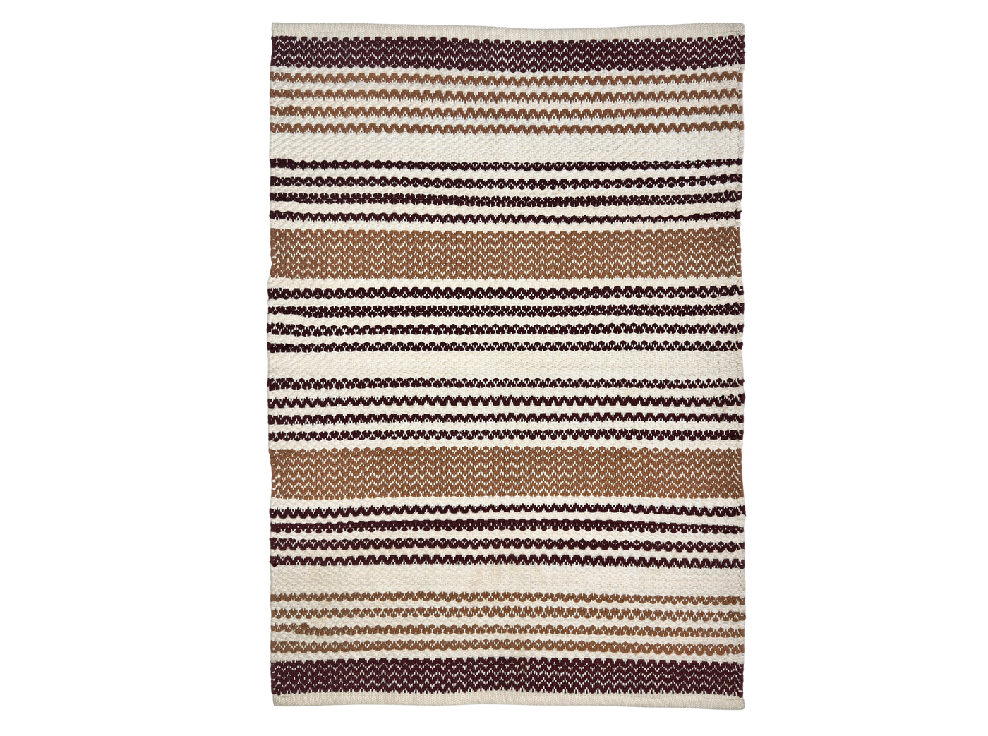 Hand Woven Rugs - Brown & Natural Stripes - Ansari
