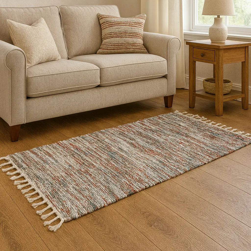 Hand Woven Rugs - Red,gray & natural textured - Ansari