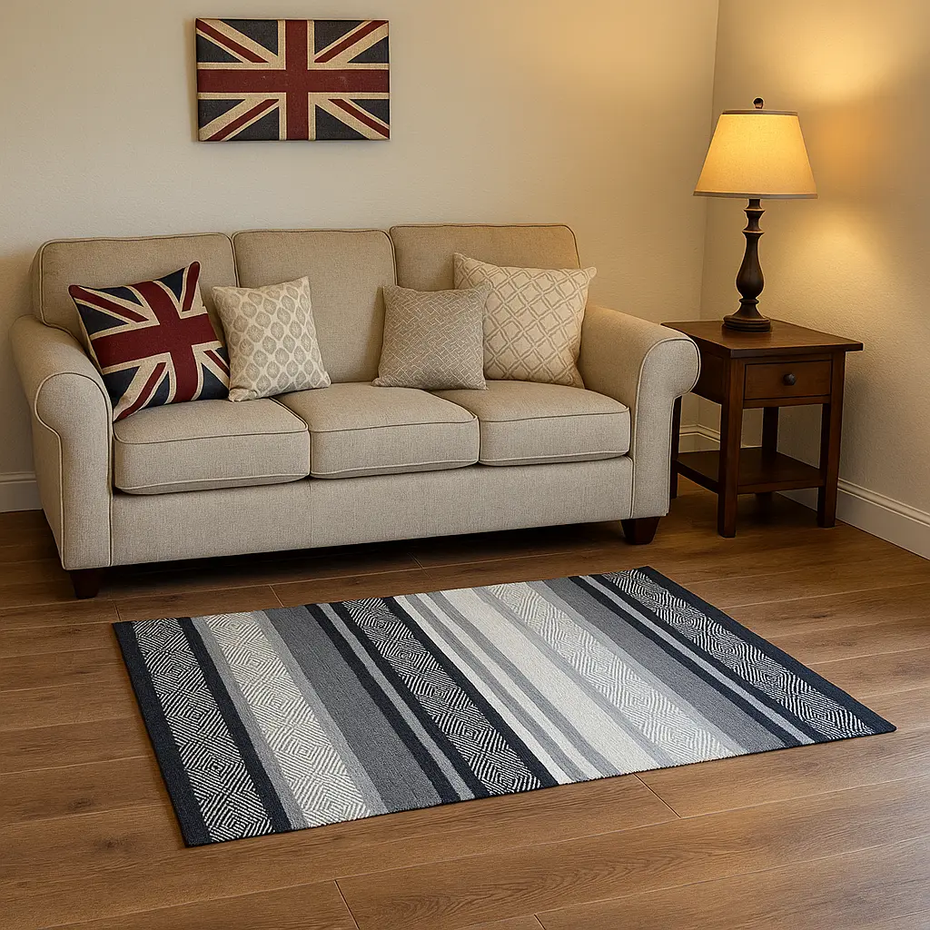 Hand Woven Rugs - Black, white & gray - Ansari