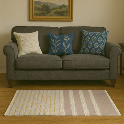 Hand Woven Rugs - Beige & Natural Brawn lining rug - Ansari