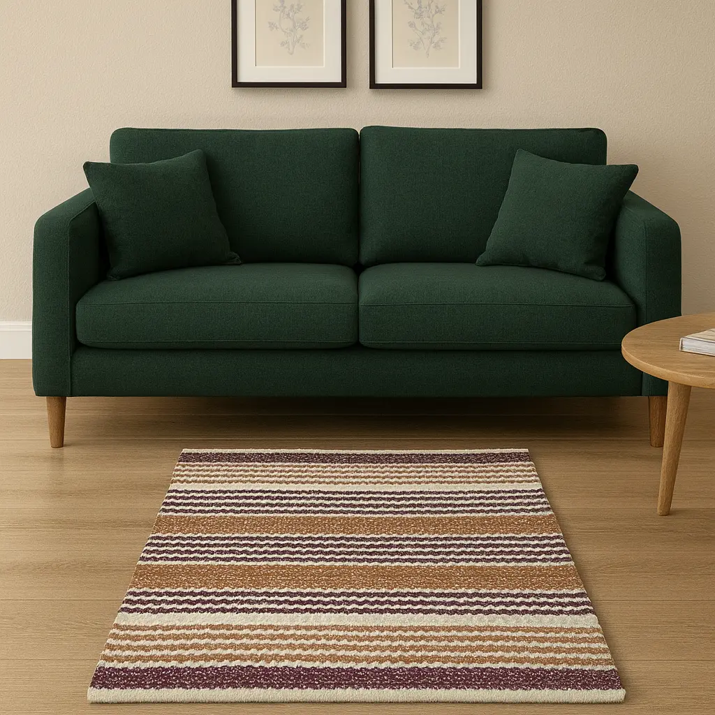 Hand Woven Rugs - Brown & Natural Stripes - Ansari