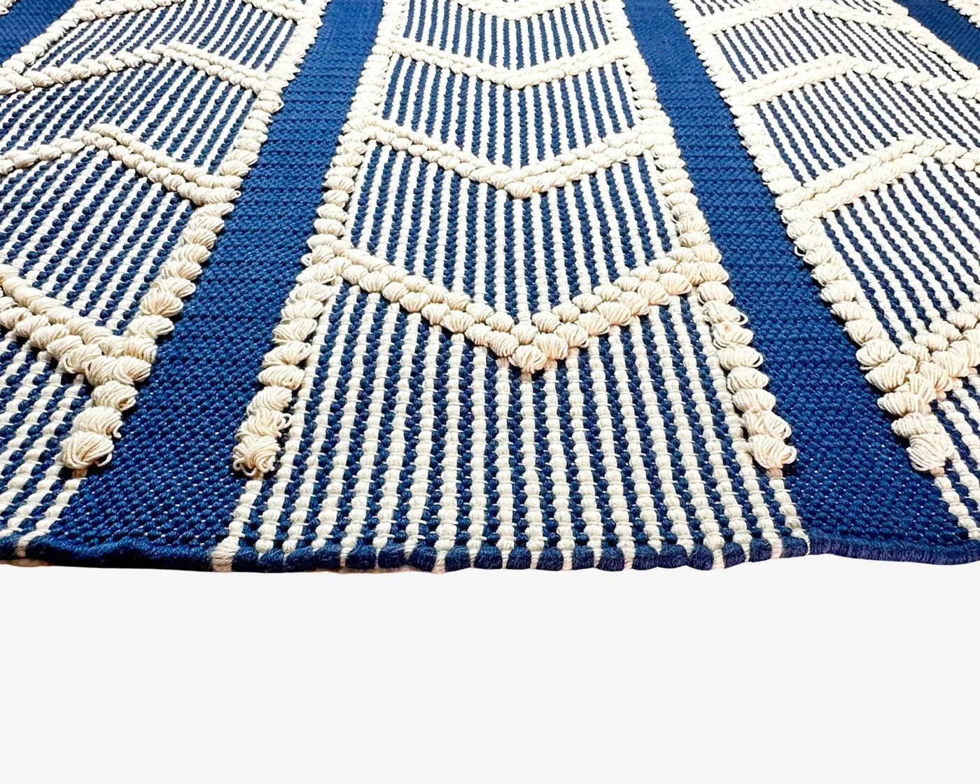 Hand Woven Blue Stripe Rug - Natural Stripes for Stylish Home Decor