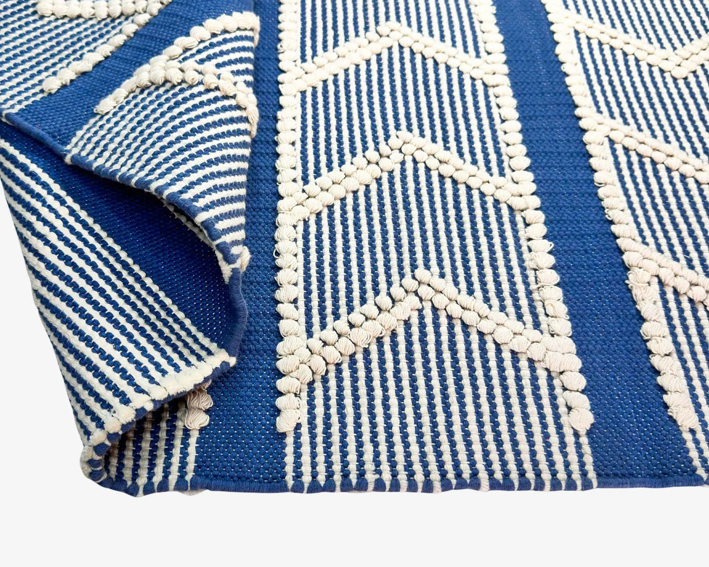 Hand Woven Blue Stripe Rug - Natural Stripes for Stylish Home Decor