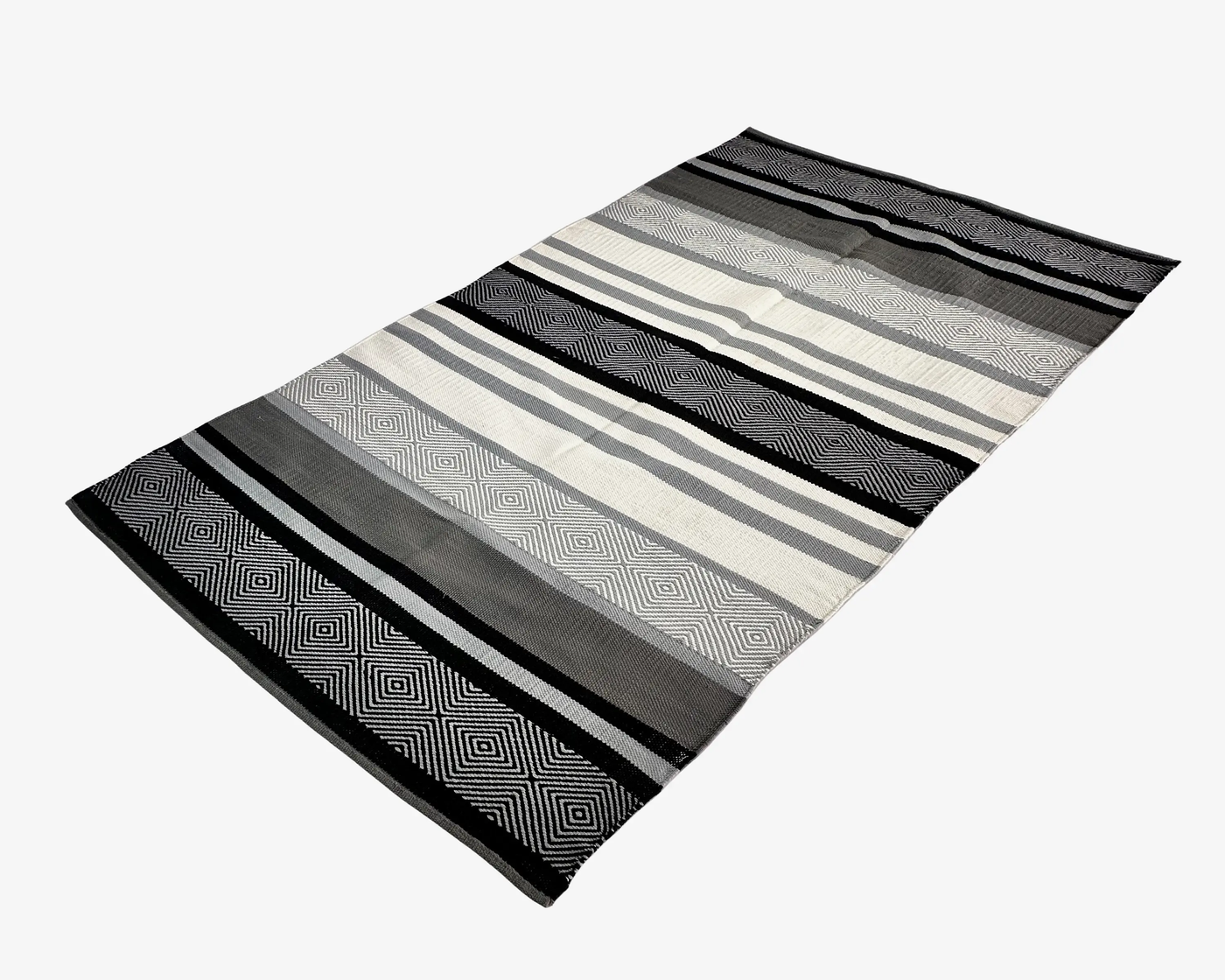 Hand Woven Rugs - Black, white & gray - Ansari