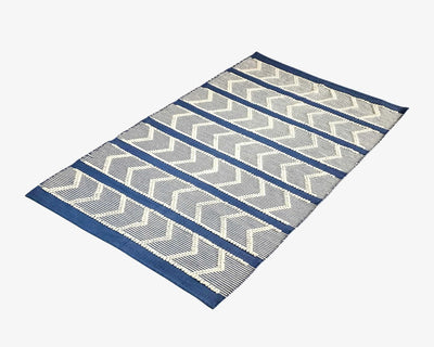 Hand Woven Blue Stripe Rug - Natural Stripes for Stylish Home Decor