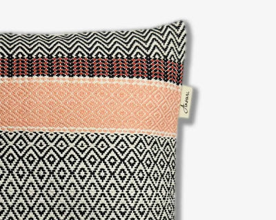 Boho Cushion Cover - Hand Woven in Brown, Black & Orange