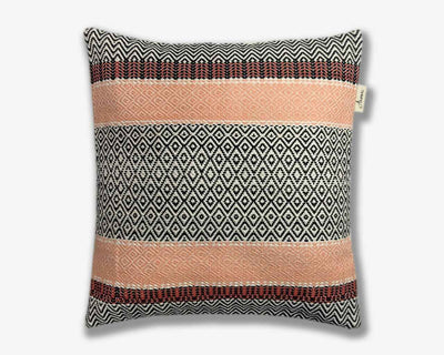 Boho Cushion Cover - Hand Woven in Brown, Black & Orange