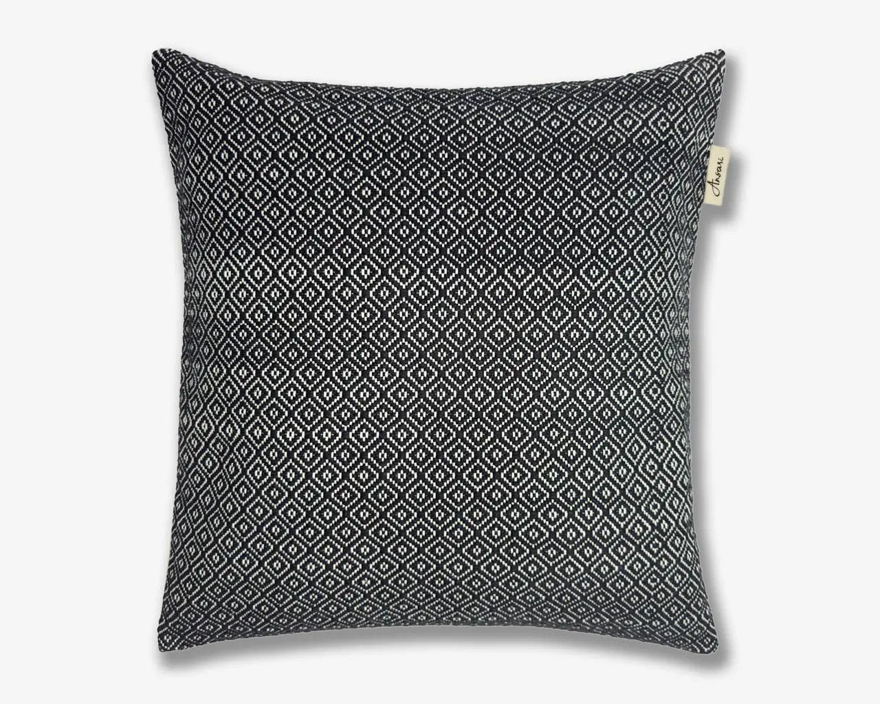 Boho Hand Woven Cushion Cover in White & Black