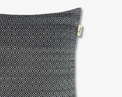 Boho Hand Woven Cushion Cover in White & Black