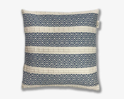 Handcrafted Blue Cushion Cover - Artisan Blue & Natural Design