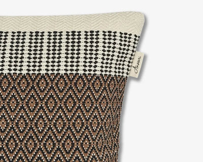 Boho Cushion Cover - Hand Woven in Brown, Black & Natural