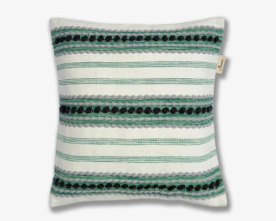 Hand Crafted Green Cushion - Natural & Black Accent
