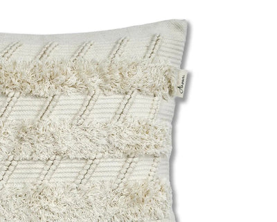 Hand Woven Cushion Cover in Shaggy Style - Natural