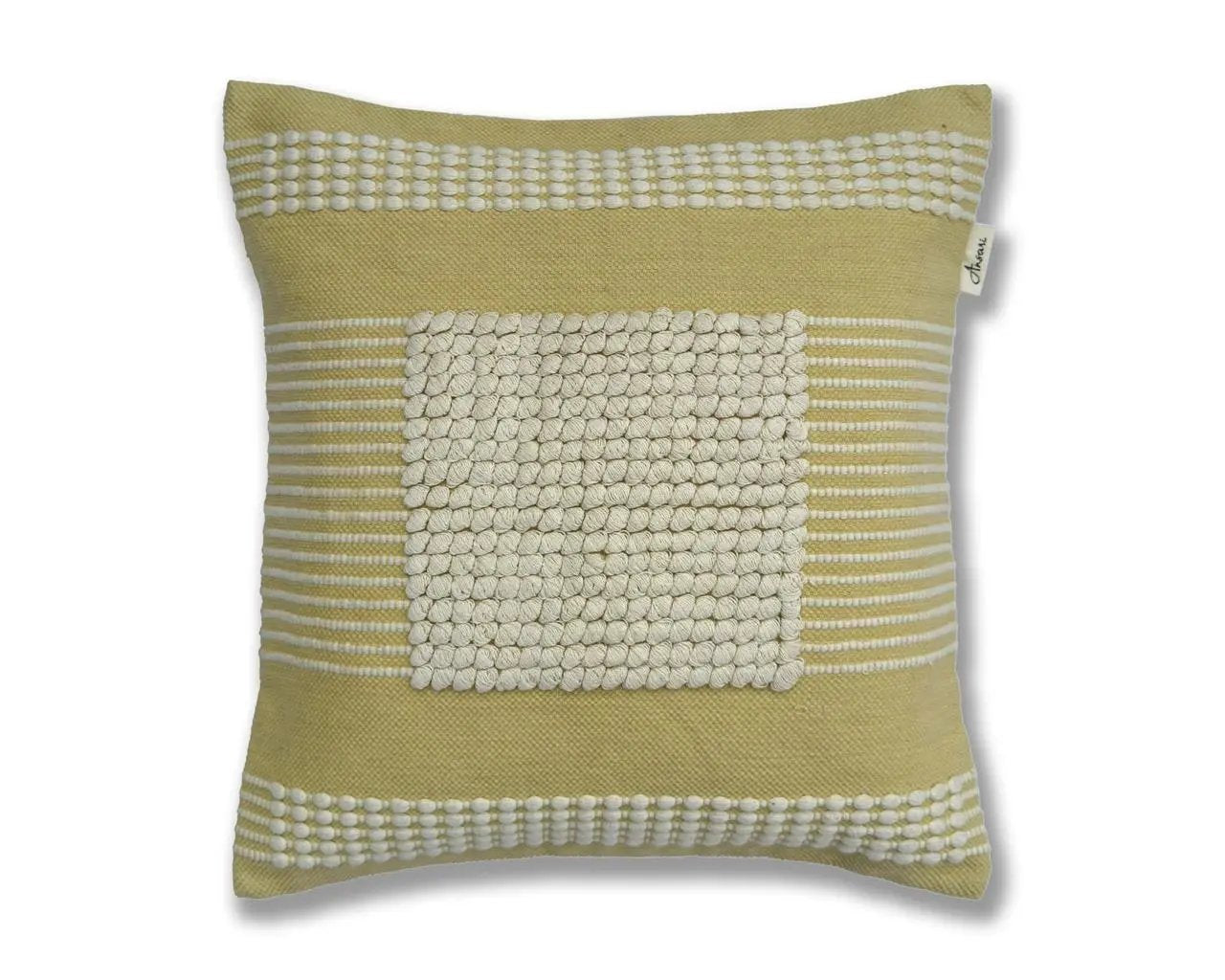 Handcrafted Cushion Cover in Natural & Yellow for Unique Home Decor