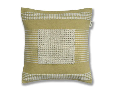 Handcrafted Cushion Cover in Natural & Yellow for Unique Home Decor