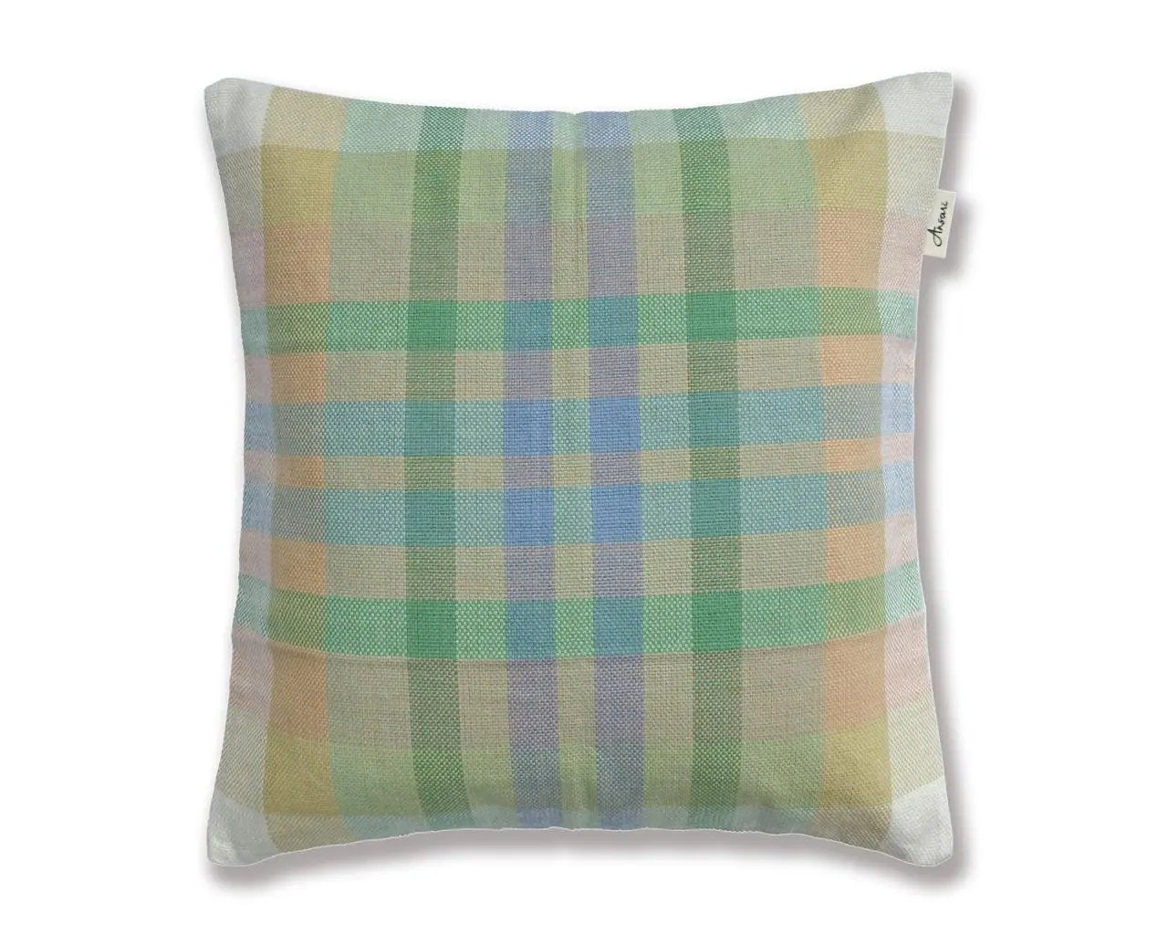 Handcrafted Cushion Cover - Eco-Friendly Green and Yellow Textile Art