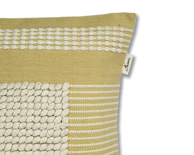 Handcrafted Cushion Cover in Natural & Yellow for Unique Home Decor