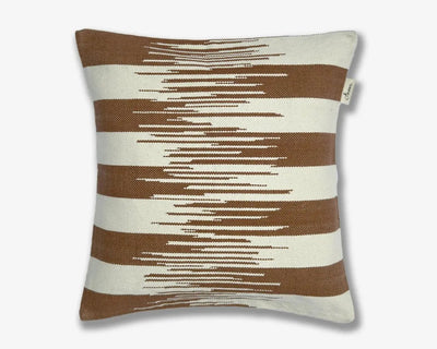 Striped Hand Woven Cushion Cover in Brown and Natural Tones