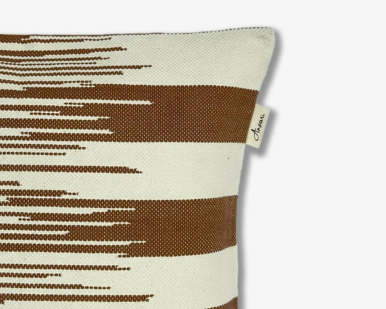 Striped Hand Woven Cushion Cover in Brown and Natural Tones